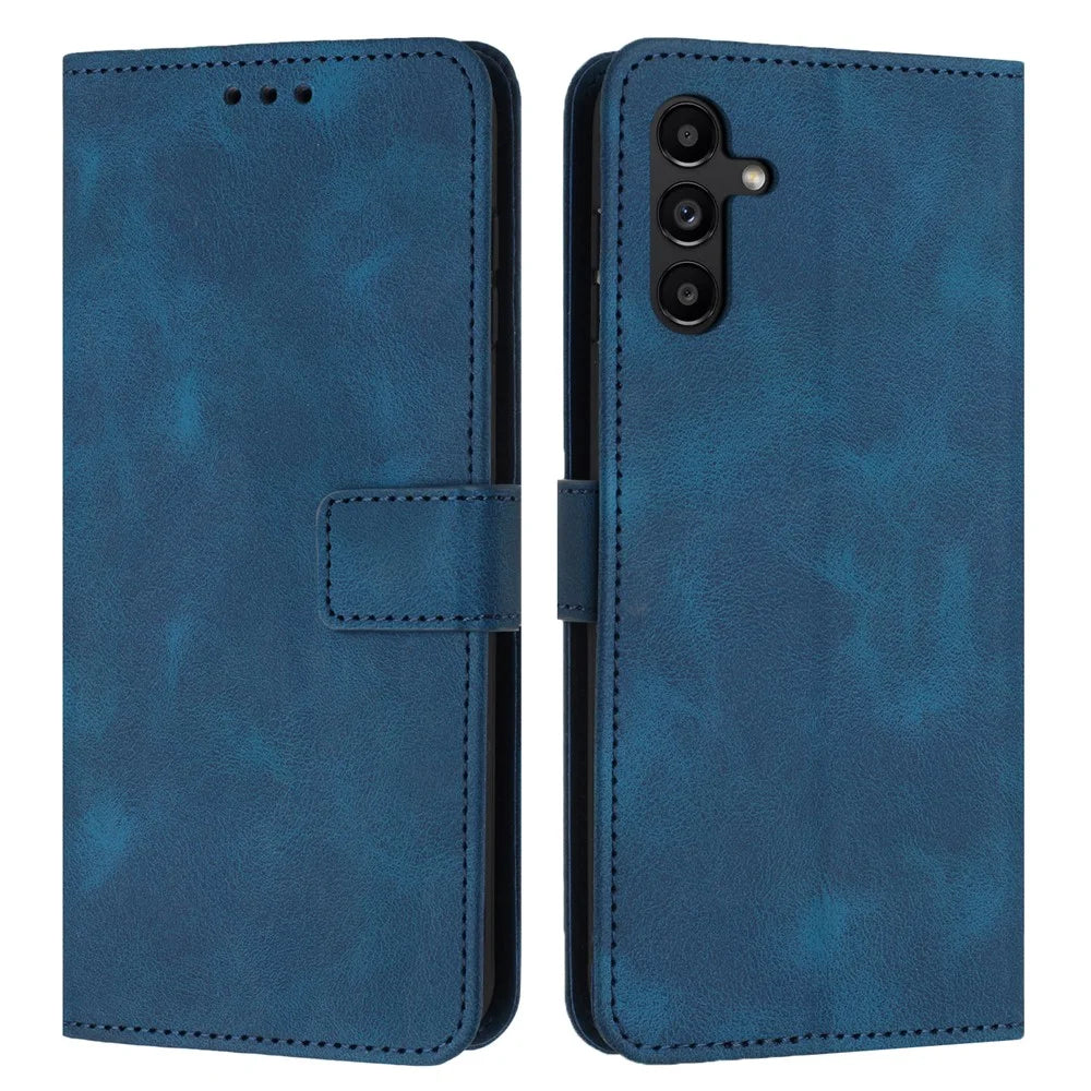 Phone Case For Samsung Galaxy S26 Solid Color Leather Wallet Protective Phone Cover - Blue - 1
