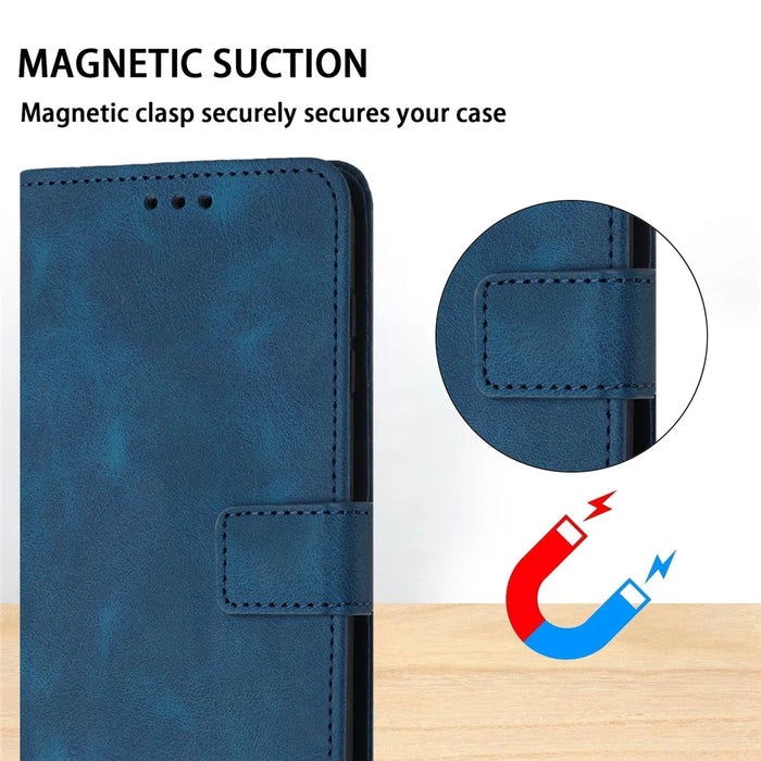 Phone Case For Samsung Galaxy S26 Solid Color Leather Wallet Protective Phone Cover - Blue - 5