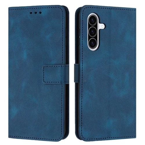 For Samsung Galaxy A37 5G Case Solid Color Leather Wallet Protective Phone Cover - Blue - 1