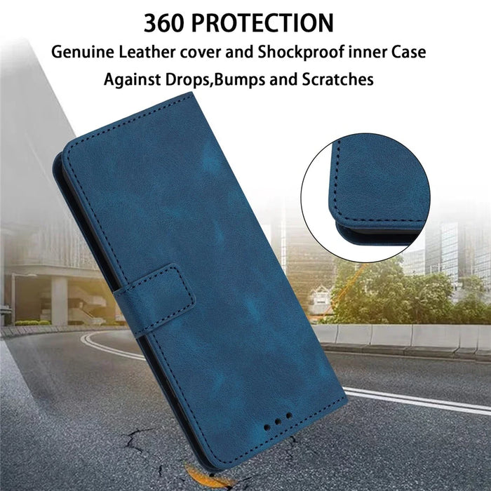 For Samsung Galaxy A57 5G Case Solid Color Leather Wallet Protective Phone Cover - Blue - 4