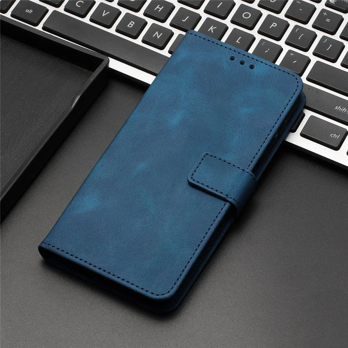 For Samsung Galaxy A57 5G Case Solid Color Leather Wallet Protective Phone Cover - Blue - 7
