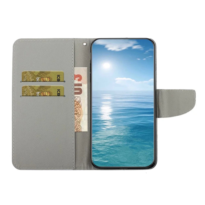 For Samsung Galaxy S26+ Case Pattern Printing Protective Leather Folio Phone Cover with Wrist Strap - Chrysanthemum - 3