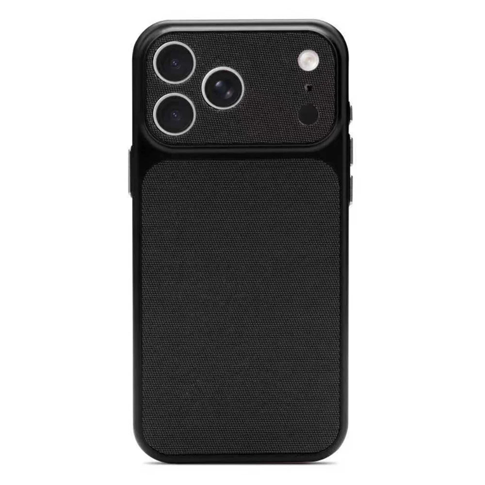 For iPhone 17 Pro Max Magnetic Case Fabric Texture PC Anti-Scratch Phone Cover Compatible with MagSafe - Black - 1