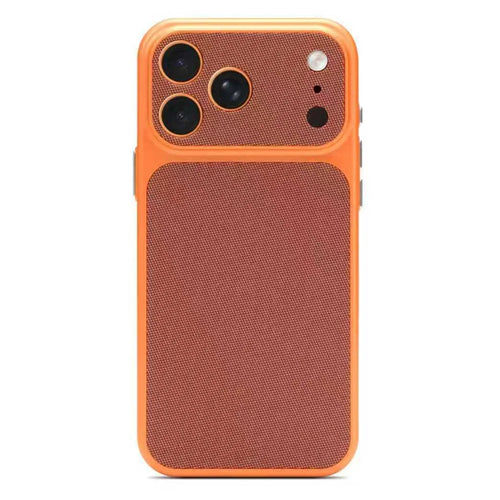 For iPhone 17 Pro Magnetic Case Fabric Texture PC Anti-Scratch Phone Cover Compatible with MagSafe - Ochre Brown - 1