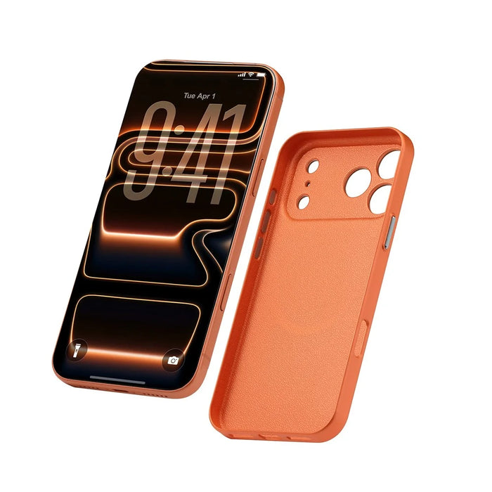 For iPhone 17 Pro Magnetic Case Fabric Texture PC Anti-Scratch Phone Cover Compatible with MagSafe - Ochre Brown - 3