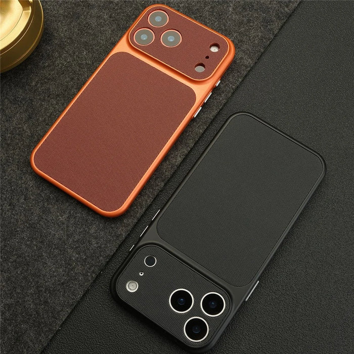 For iPhone 17 Pro Magnetic Case Fabric Texture PC Anti-Scratch Phone Cover Compatible with MagSafe - Ochre Brown - 5