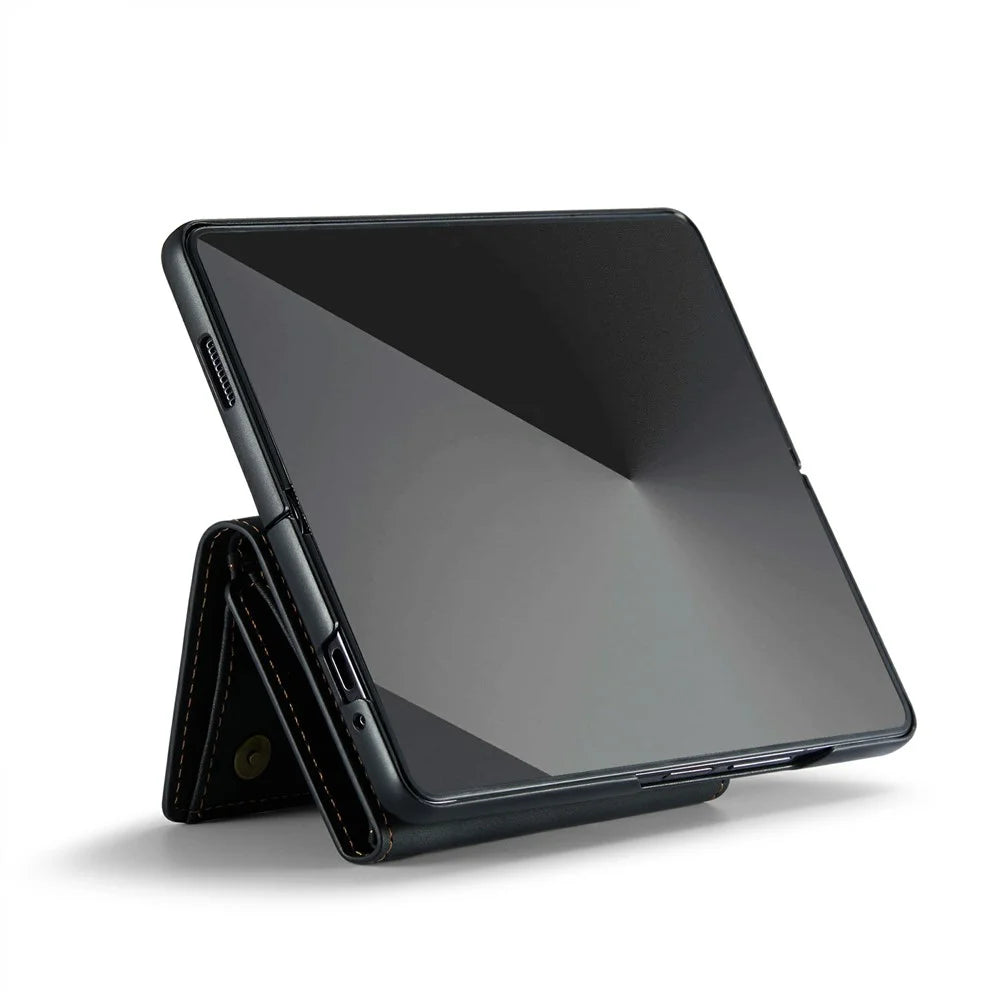 DG.MING M1 Series for Samsung Galaxy Z Fold7 5G Phone Case PU + TPU + PC Back Cover with Magnetic Tri-Fold Wallet Kickstand - Black - 4