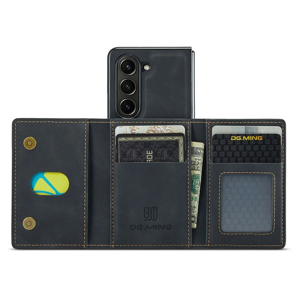 DG.MING M2 Series for Samsung Galaxy Z Fold6 5G Magnetic Case PU + PC + TPU Phone Cover Detachable Wallet Kickstand - Black - 2