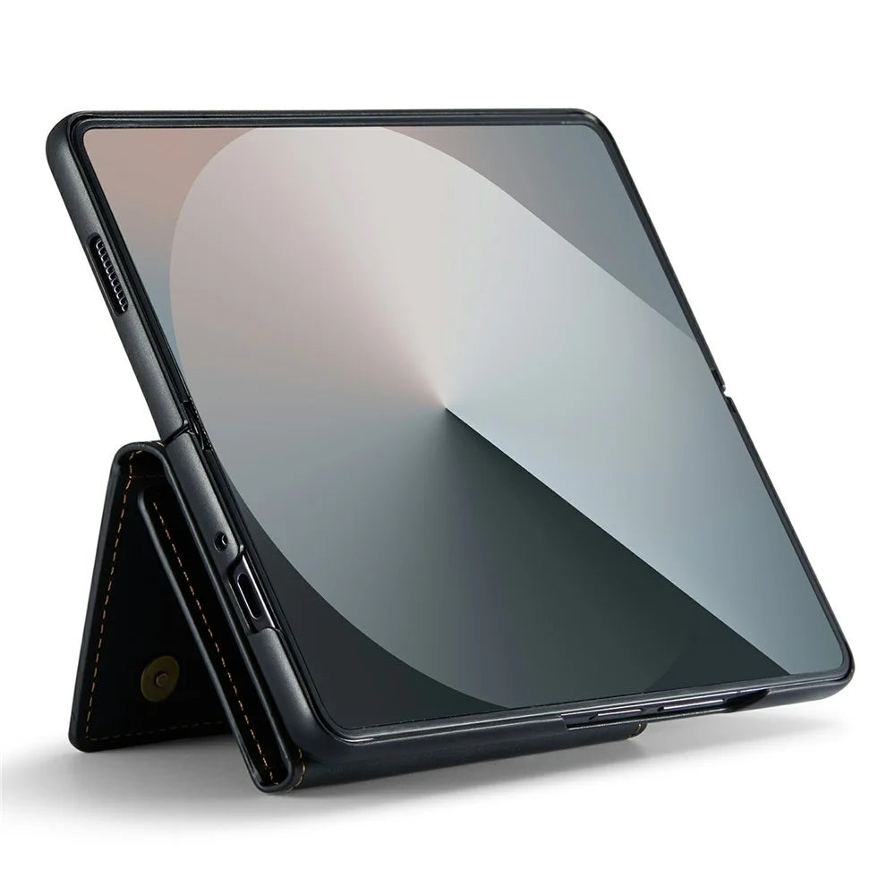 DG.MING M2 Series for Samsung Galaxy Z Fold6 5G Magnetic Case PU + PC + TPU Phone Cover Detachable Wallet Kickstand - Black - 4