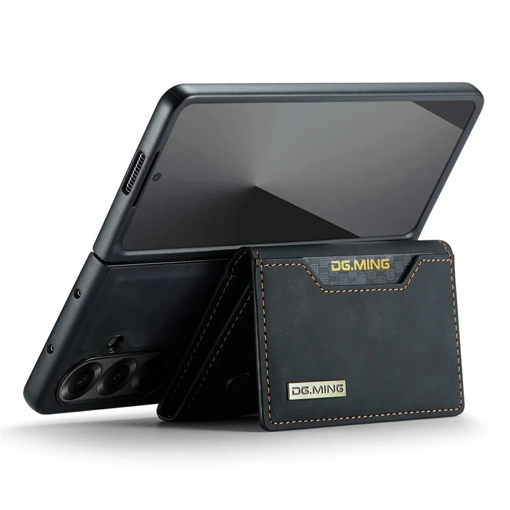 DG.MING M2 Series for Samsung Galaxy Z Fold7 5G Magnetic Case PU + PC + TPU Phone Cover Detachable Wallet Kickstand - Black - 3