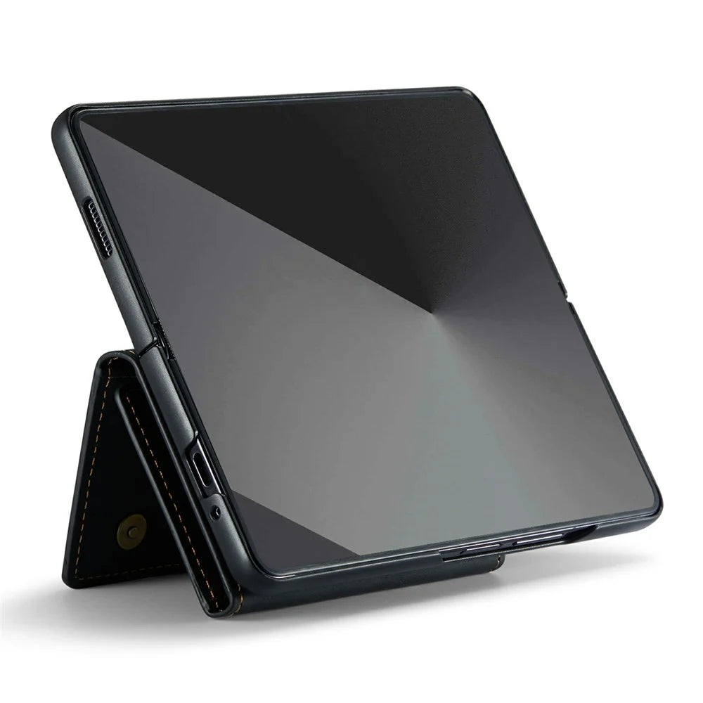 DG.MING M2 Series for Samsung Galaxy Z Fold7 5G Magnetic Case PU + PC + TPU Phone Cover Detachable Wallet Kickstand - Black - 4
