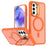 For Samsung Galaxy A34 5G Magnetic Case Foldable Kickstand Matte PC + TPU Phone Cover - Orange - 1