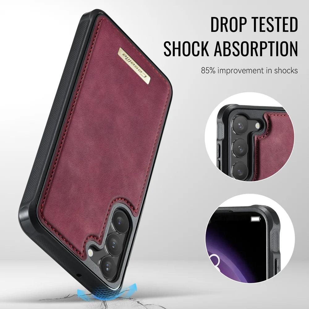 CASEME For Samsung Galaxy S23 Magnetic Case  ME80 Series Leather PC TPU Phone Cover with Detachable Wallet - Red - 7