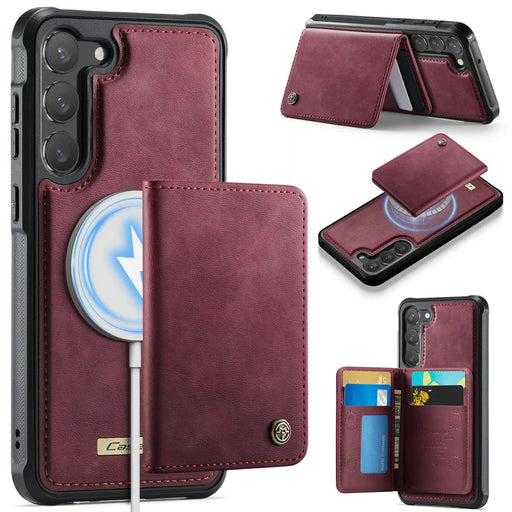 CASEME For Samsung Galaxy S23+ Magnetic Case  ME80 Series Leather PC TPU Phone Cover with Detachable Wallet - Red - 1