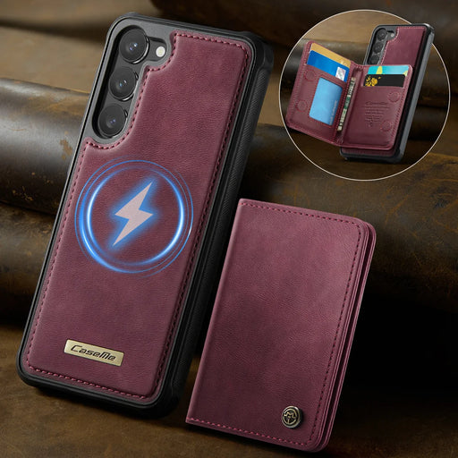 CASEME For Samsung Galaxy S23+ Magnetic Case  ME80 Series Leather PC TPU Phone Cover with Detachable Wallet - Red - 2