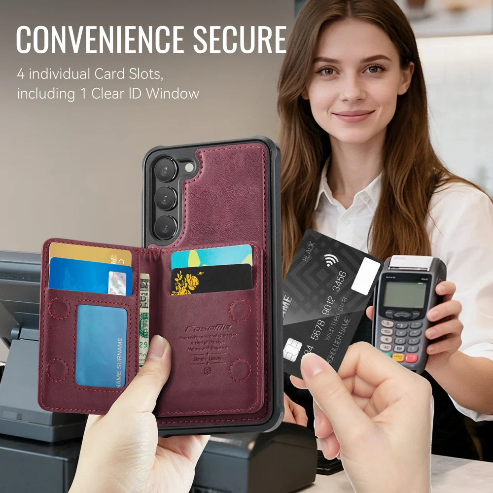 CASEME For Samsung Galaxy S23+ Magnetic Case  ME80 Series Leather PC TPU Phone Cover with Detachable Wallet - Red - 4