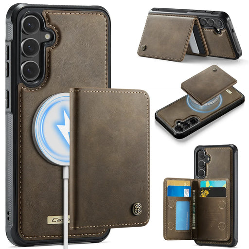 CASEME For Samsung Galaxy S26+ Magnetic Case  ME80 Series Leather PC TPU Phone Cover with Detachable Wallet - Coffee - 1