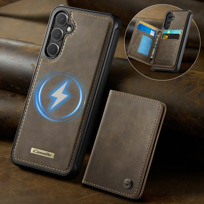 CASEME For Samsung Galaxy S26+ Magnetic Case  ME80 Series Leather PC TPU Phone Cover with Detachable Wallet - Coffee - 2