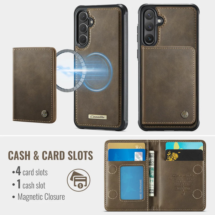 CASEME For Samsung Galaxy S26+ Magnetic Case  ME80 Series Leather PC TPU Phone Cover with Detachable Wallet - Coffee - 4