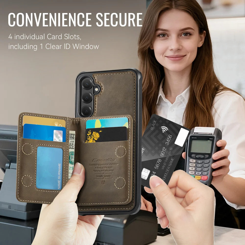 CASEME For Samsung Galaxy S26+ Magnetic Case  ME80 Series Leather PC TPU Phone Cover with Detachable Wallet - Coffee - 7