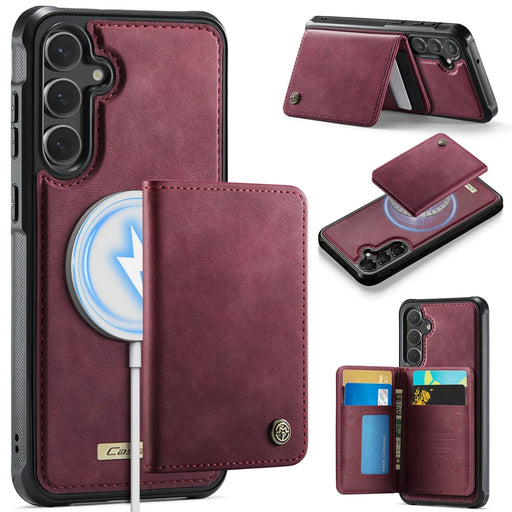 CASEME For Samsung Galaxy S23 FE Magnetic Case  ME80 Series Leather PC TPU Phone Cover with Detachable Wallet - Red - 1