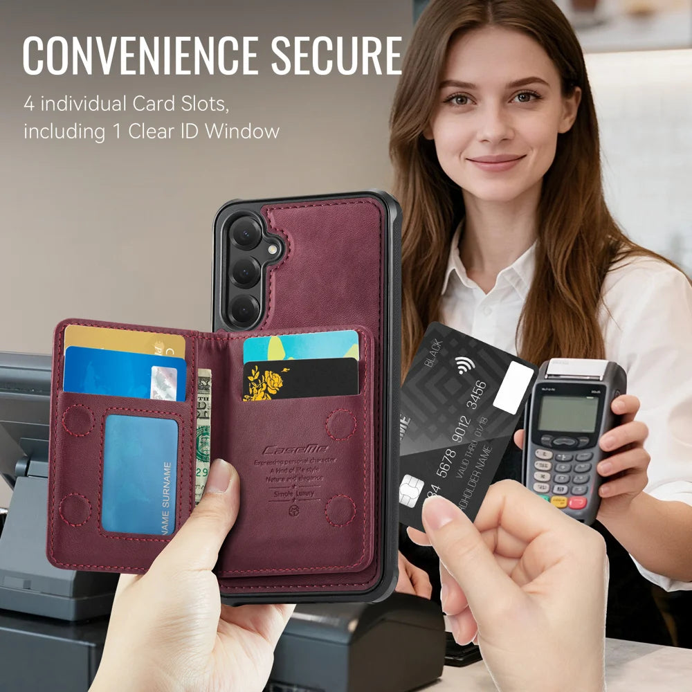 CASEME For Samsung Galaxy S23 FE Magnetic Case  ME80 Series Leather PC TPU Phone Cover with Detachable Wallet - Red - 4