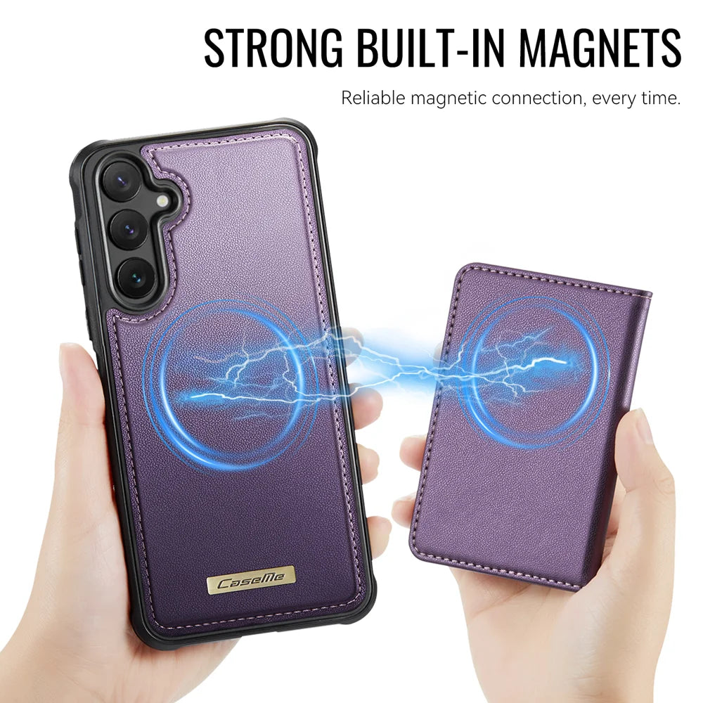 CASEME For Samsung Galaxy S24+ / Galaxy S25+ Magnetic Case  ME80 Series Leather PC TPU Phone Cover with Detachable Wallet - Purple - 6
