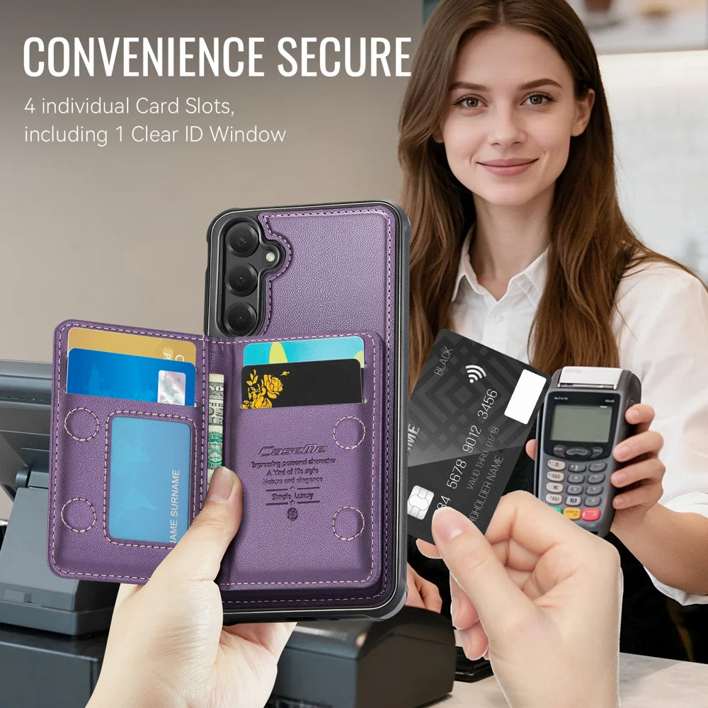 CASEME For Samsung Galaxy S24 FE Magnetic Case  ME80 Series Leather PC TPU Phone Cover with Detachable Wallet - Purple - 4