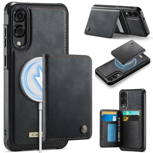 CASEME For Samsung Galaxy S25 Edge Magnetic Case  ME80 Series Leather PC TPU Phone Cover with Detachable Wallet - Black - 1