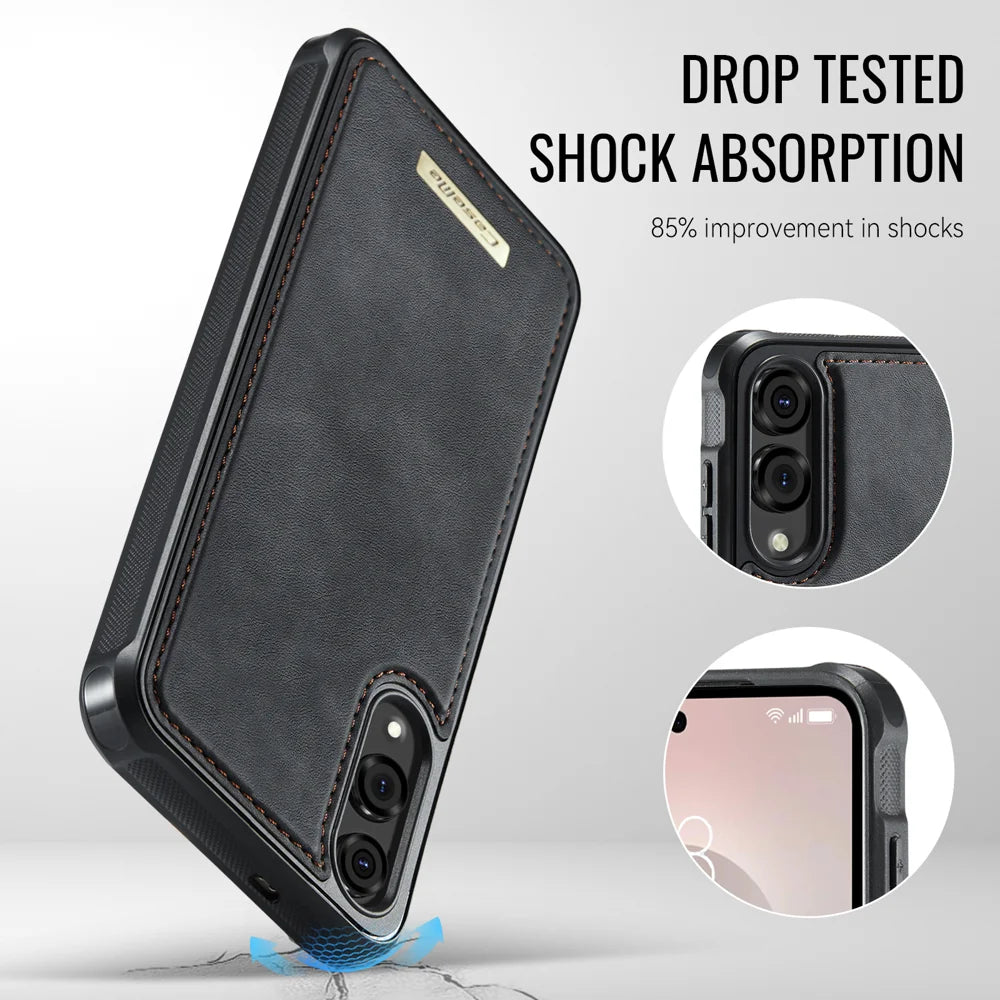 CASEME For Samsung Galaxy S25 Edge Magnetic Case  ME80 Series Leather PC TPU Phone Cover with Detachable Wallet - Black - 7