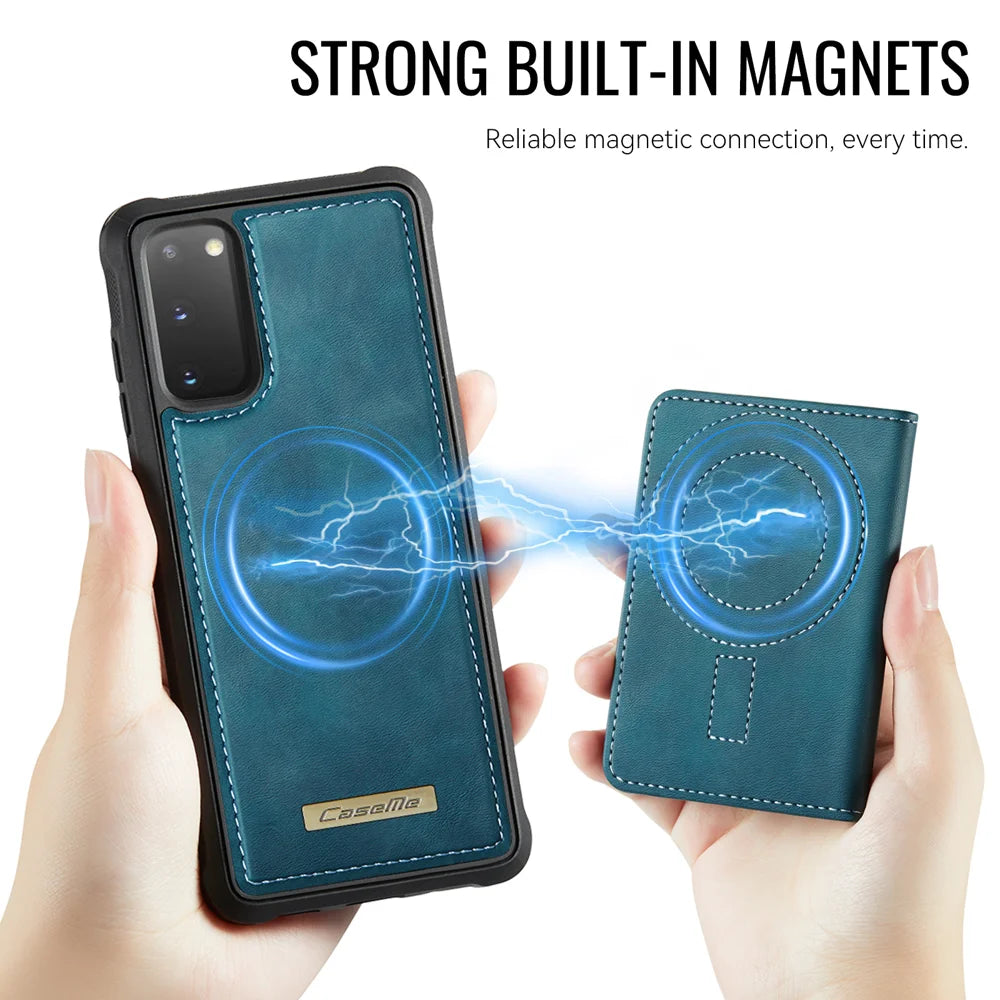 CASEME For Samsung Galaxy S20 4G / Galaxy S20 5G Magnetic Case  ME80 Series Leather PC TPU Phone Cover with Detachable Wallet - Green - 6