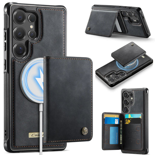 CASEME For Samsung Galaxy S25 Ultra Magnetic Case  ME80 Series Leather PC TPU Phone Cover with Detachable Wallet - Black - 1