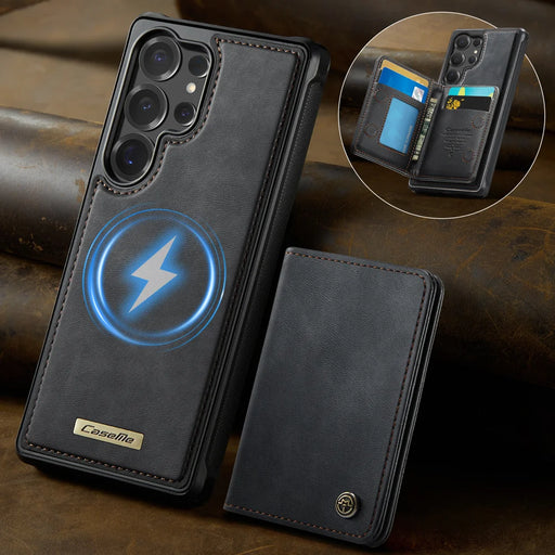 CASEME For Samsung Galaxy S25 Ultra Magnetic Case  ME80 Series Leather PC TPU Phone Cover with Detachable Wallet - Black - 2