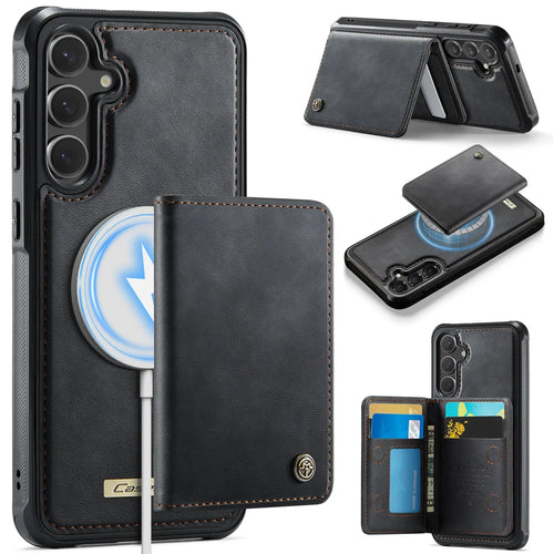 CASEME For Samsung Galaxy S25 FE Magnetic Case  ME80 Series Leather PC TPU Phone Cover with Detachable Wallet - Black - 1