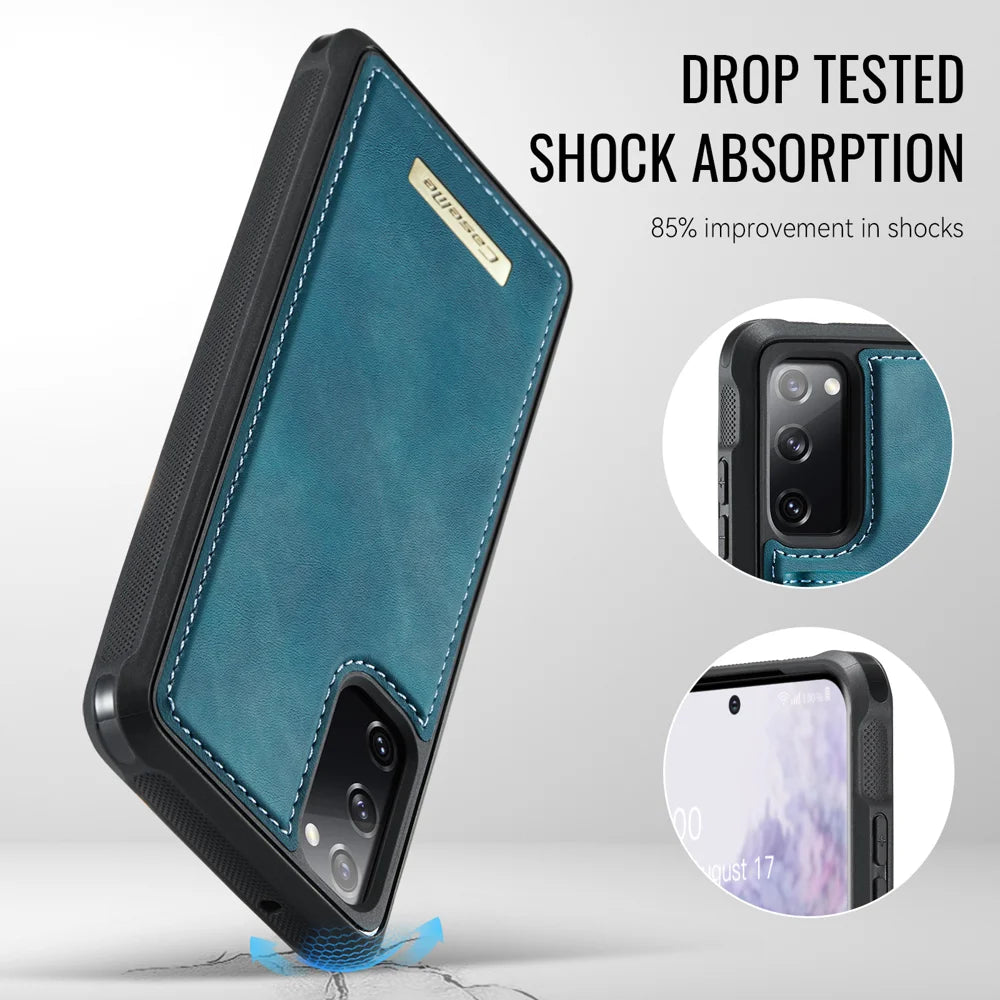 CASEME For Samsung Galaxy S20 FE 5G Magnetic Case  ME80 Series Leather PC TPU Phone Cover with Detachable Wallet - Green - 7