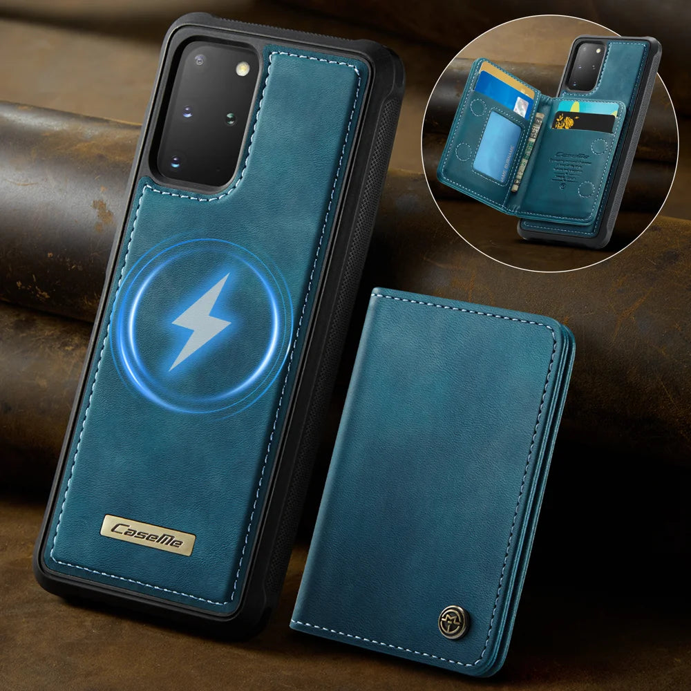 CASEME For Samsung Galaxy S20 Plus 4G / Galaxy S20 Plus 5G Magnetic Case  ME80 Series Leather PC TPU Phone Cover with Detachable Wallet - Green - 2