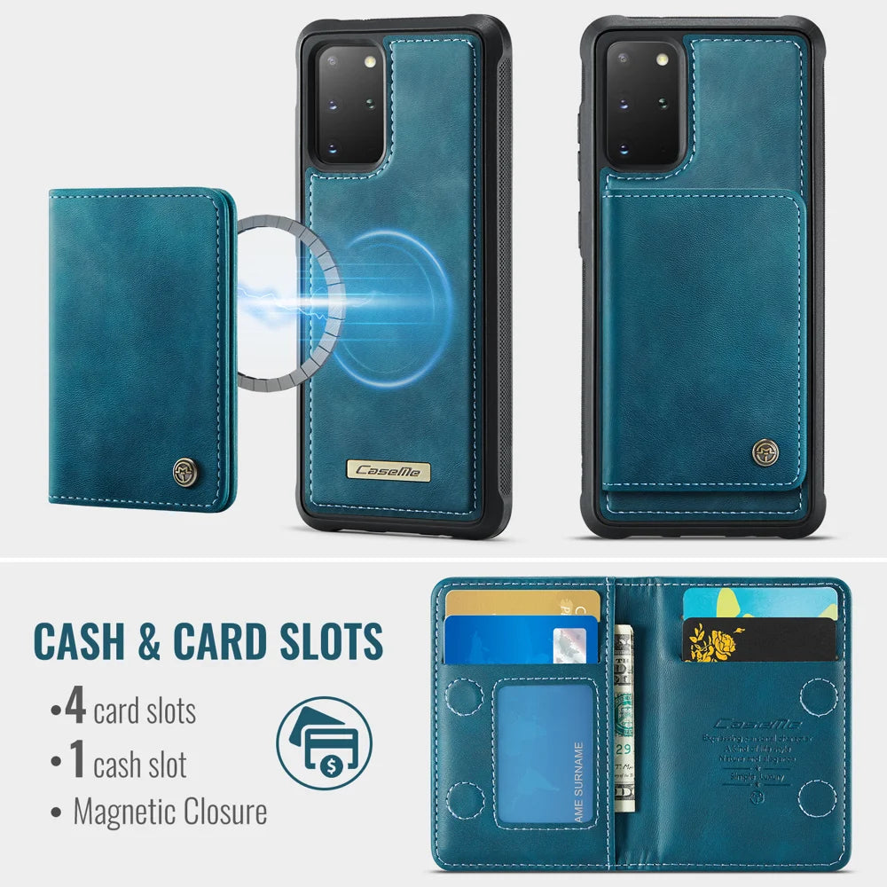 CASEME For Samsung Galaxy S20 Plus 4G / Galaxy S20 Plus 5G Magnetic Case  ME80 Series Leather PC TPU Phone Cover with Detachable Wallet - Green - 3
