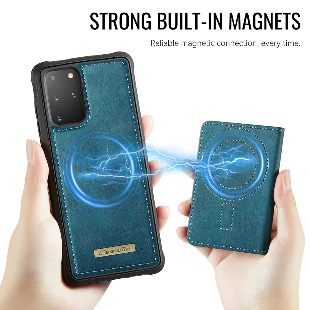 CASEME For Samsung Galaxy S20 Plus 4G / Galaxy S20 Plus 5G Magnetic Case  ME80 Series Leather PC TPU Phone Cover with Detachable Wallet - Green - 6
