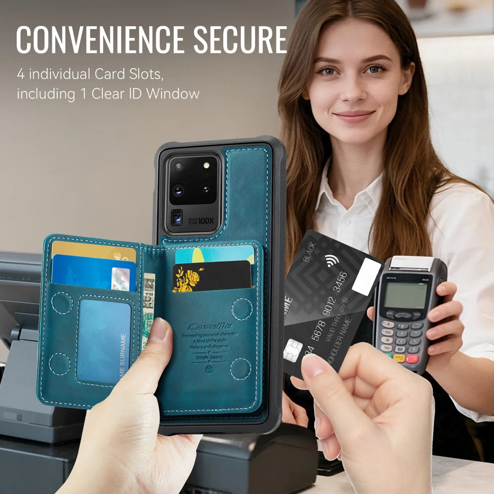 CASEME For Samsung Galaxy S20 Ultra Magnetic Case  ME80 Series Leather PC TPU Phone Cover with Detachable Wallet - Green - 4