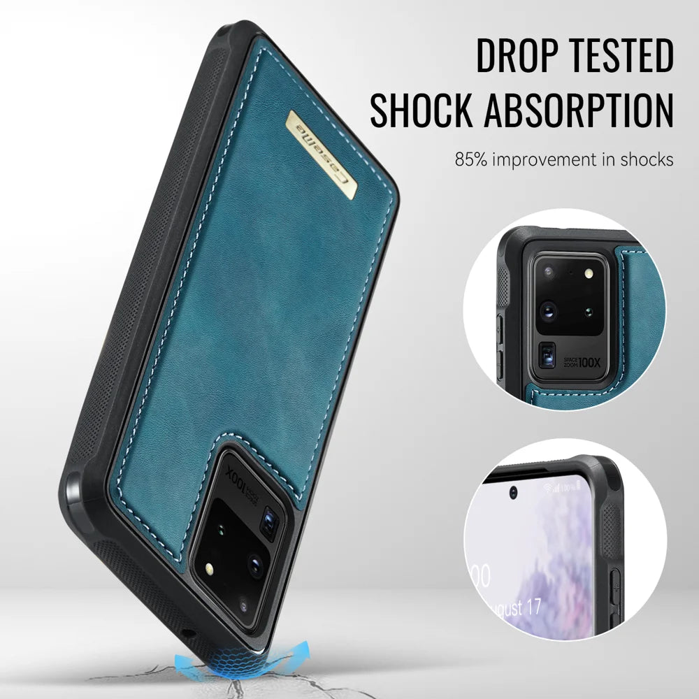 CASEME For Samsung Galaxy S20 Ultra Magnetic Case  ME80 Series Leather PC TPU Phone Cover with Detachable Wallet - Green - 7