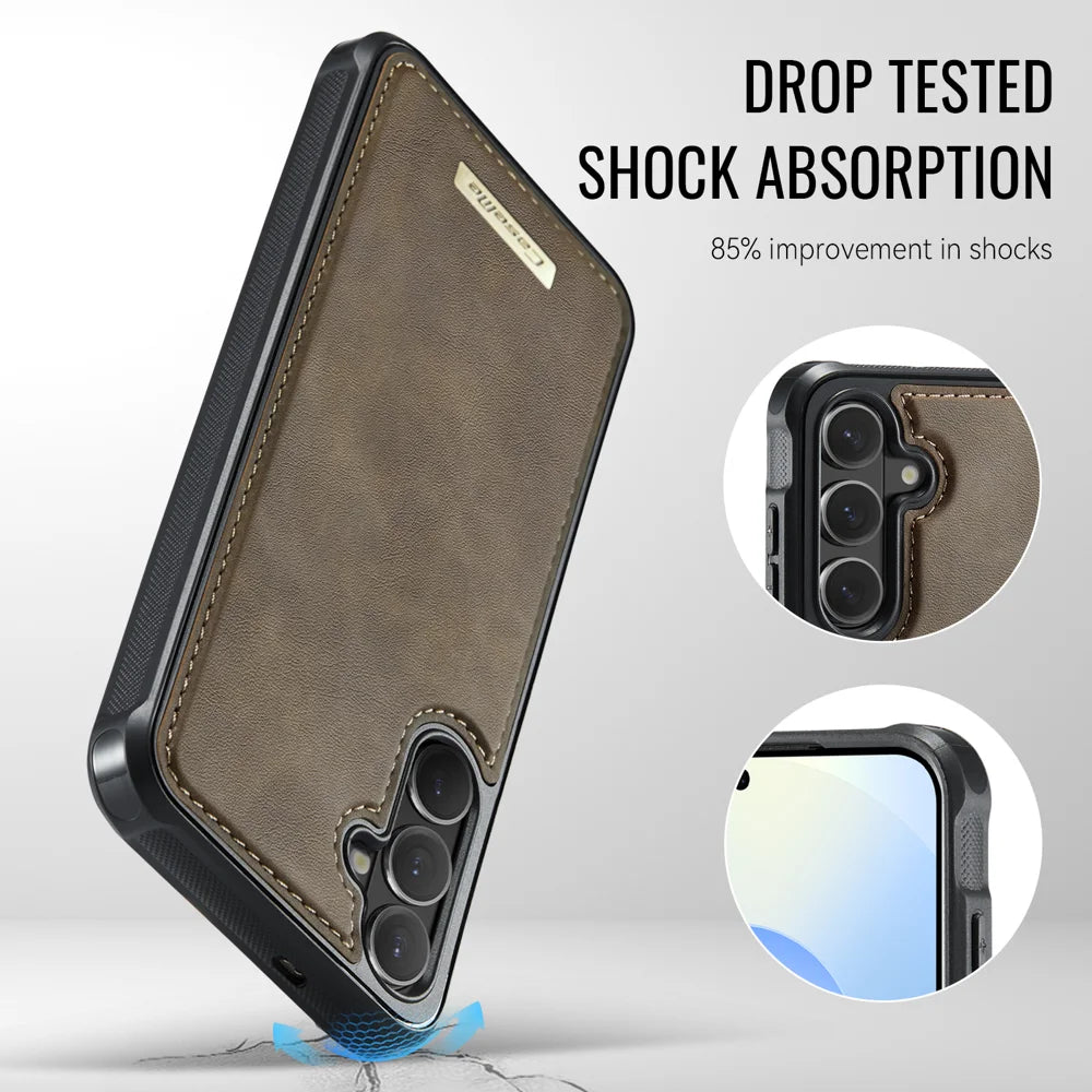 CASEME For Samsung Galaxy S26 Magnetic Case  ME80 Series Leather PC TPU Phone Cover with Detachable Wallet - Coffee - 7