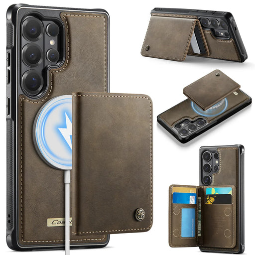CASEME For Samsung Galaxy S26 Ultra Magnetic Case  ME80 Series Leather PC TPU Phone Cover with Detachable Wallet - Coffee - 1
