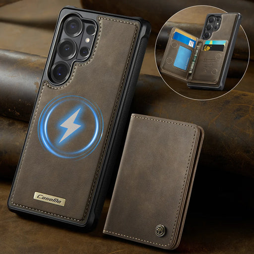 CASEME For Samsung Galaxy S26 Ultra Magnetic Case  ME80 Series Leather PC TPU Phone Cover with Detachable Wallet - Coffee - 2