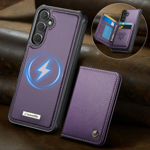 CASEME For Samsung Galaxy S24 / Galaxy S25 Magnetic Case  ME80 Series Leather PC TPU Phone Cover with Detachable Wallet - Purple - 2