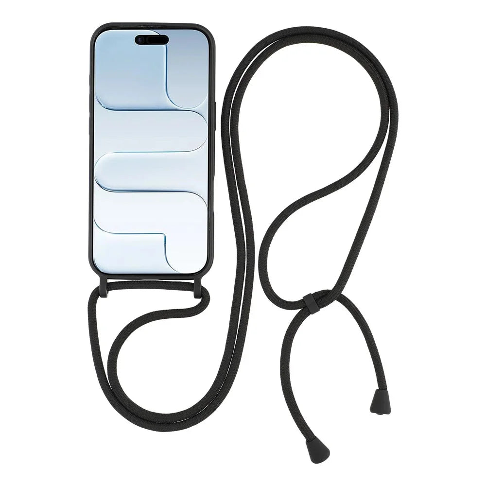 For iPhone Air Case Liquid Silicone Protective Phone Cover with Crossbody Lanyard - Black - 2