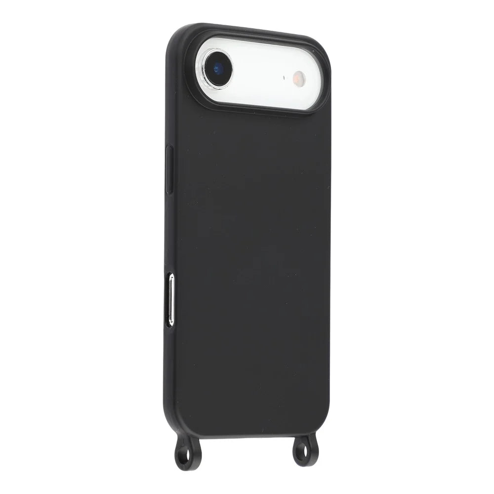 For iPhone Air Case Liquid Silicone Protective Phone Cover with Crossbody Lanyard - Black - 4