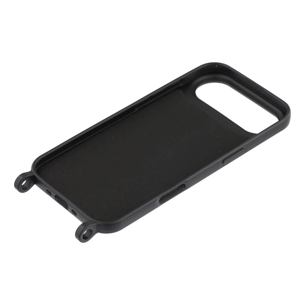 For iPhone Air Case Liquid Silicone Protective Phone Cover with Crossbody Lanyard - Black - 6