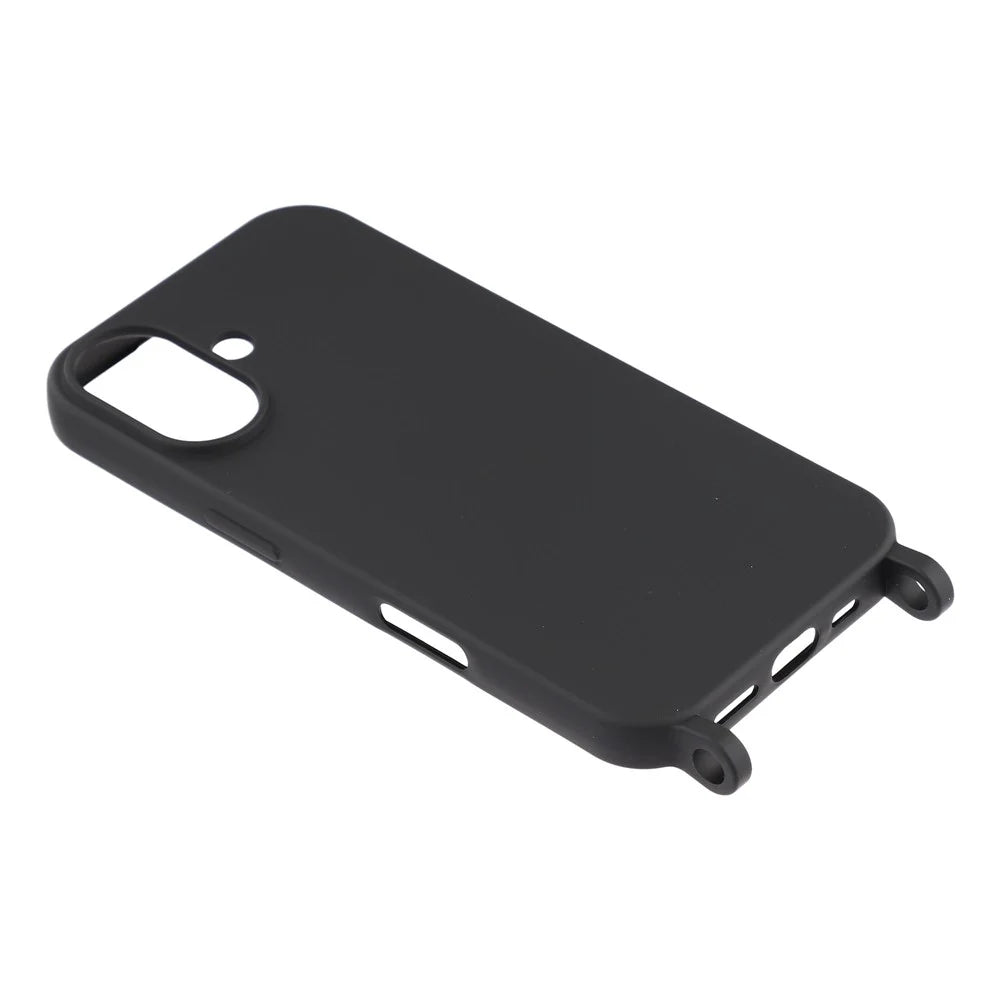 For iPhone 17 Case Liquid Silicone Protective Phone Cover with Crossbody Lanyard - Black - 5