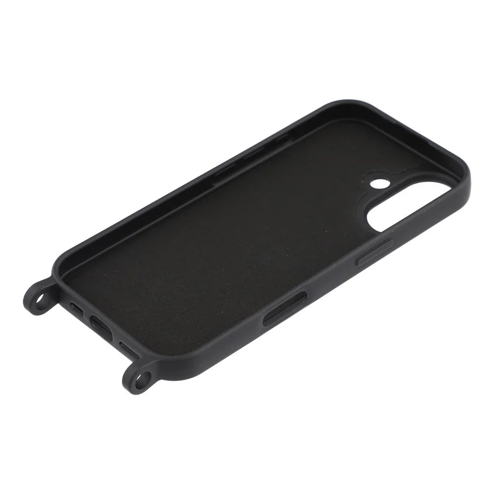 For iPhone 17 Case Liquid Silicone Protective Phone Cover with Crossbody Lanyard - Black - 6