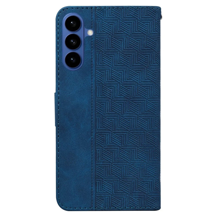 For Samsung Galaxy S26+ Case Geometry Pattern Leather Wallet Phone Cover with Wrist Strap - Blue - 7